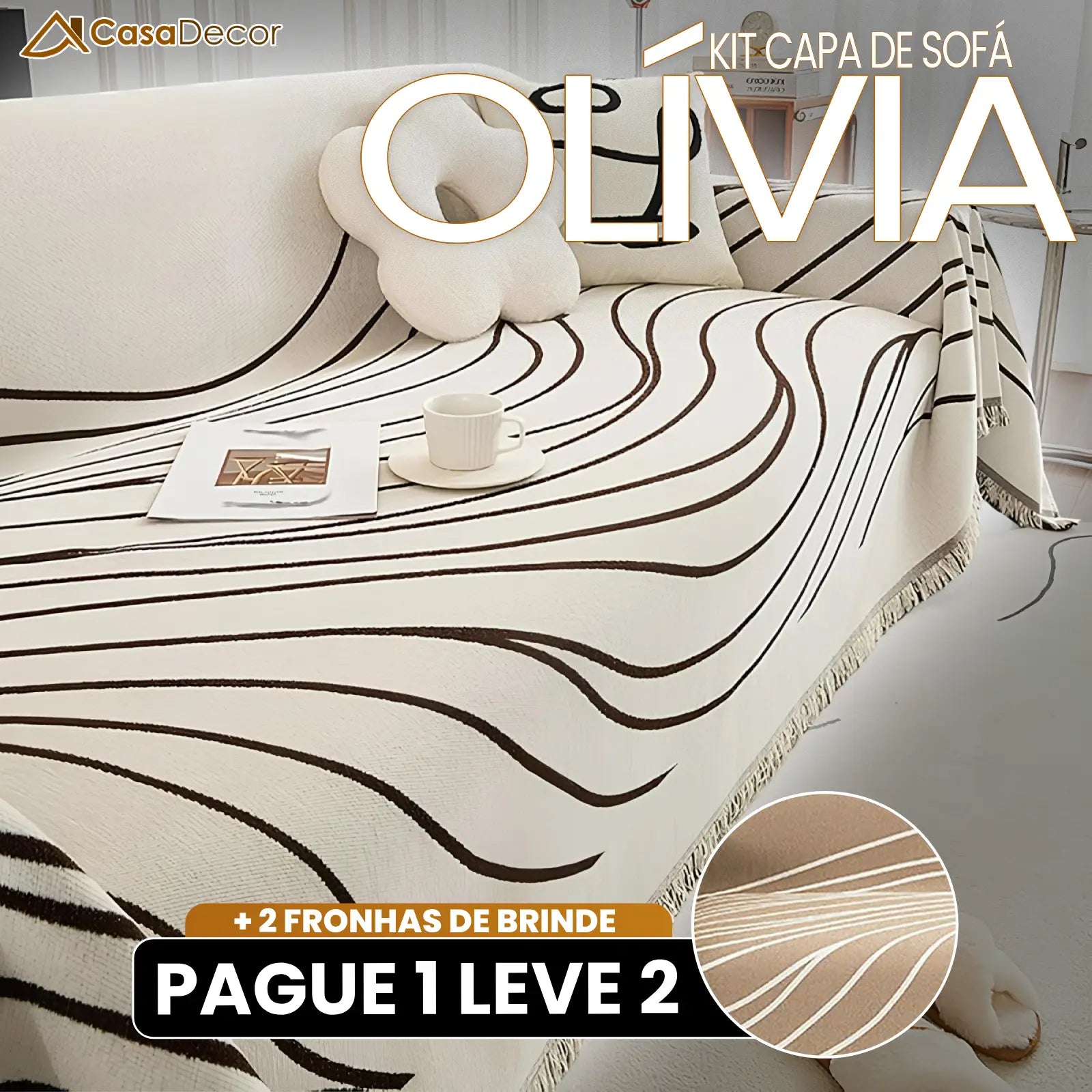 [Pague 1, Leve 2] Capa de Sofá Olívia (Toque Suave Que Abraça Seu Sofá!) + BRINDE: 2 Fronhas