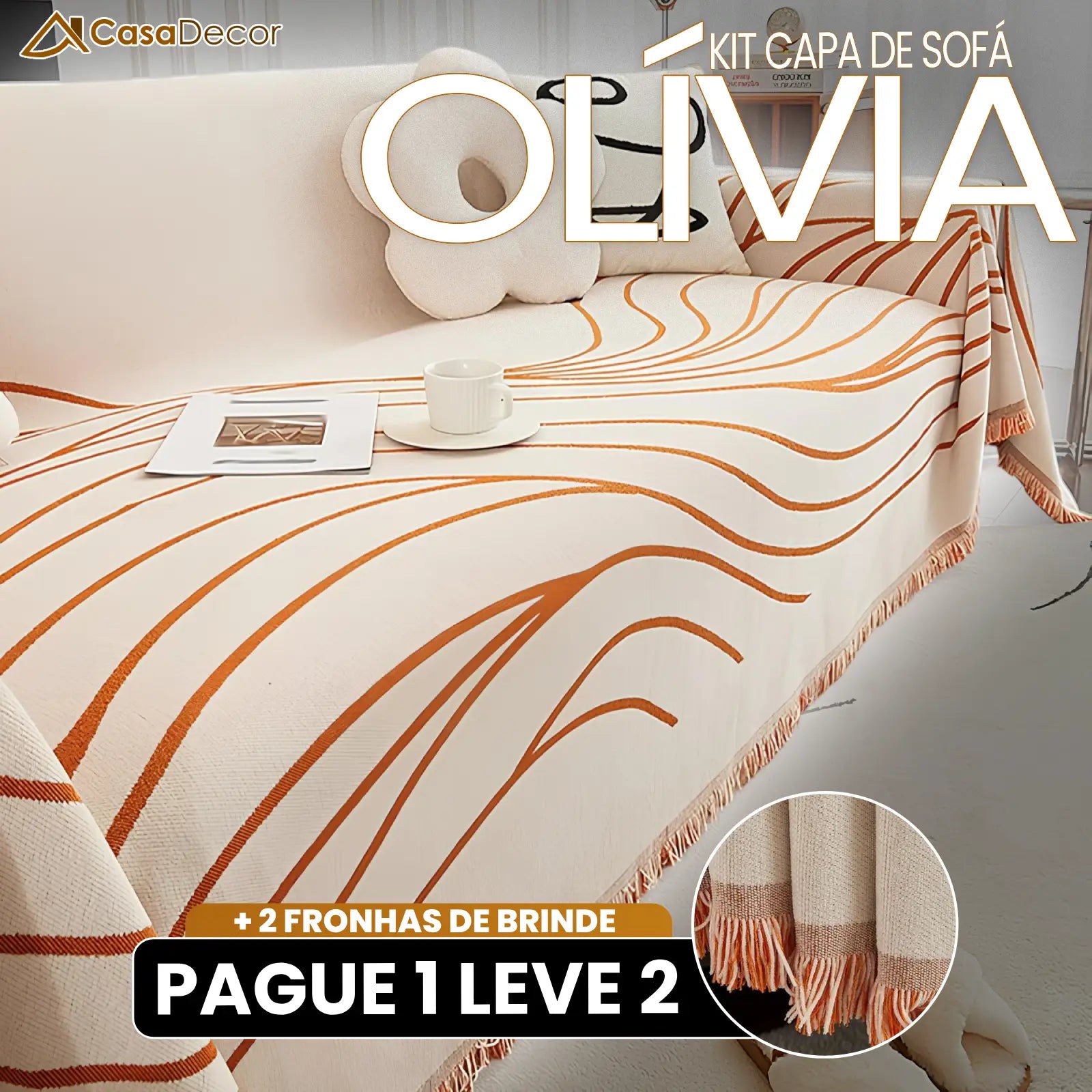 [Pague 1, Leve 2] Capa de Sofá Olívia (Toque Suave Que Abraça Seu Sofá!) + BRINDE: 2 Fronhas